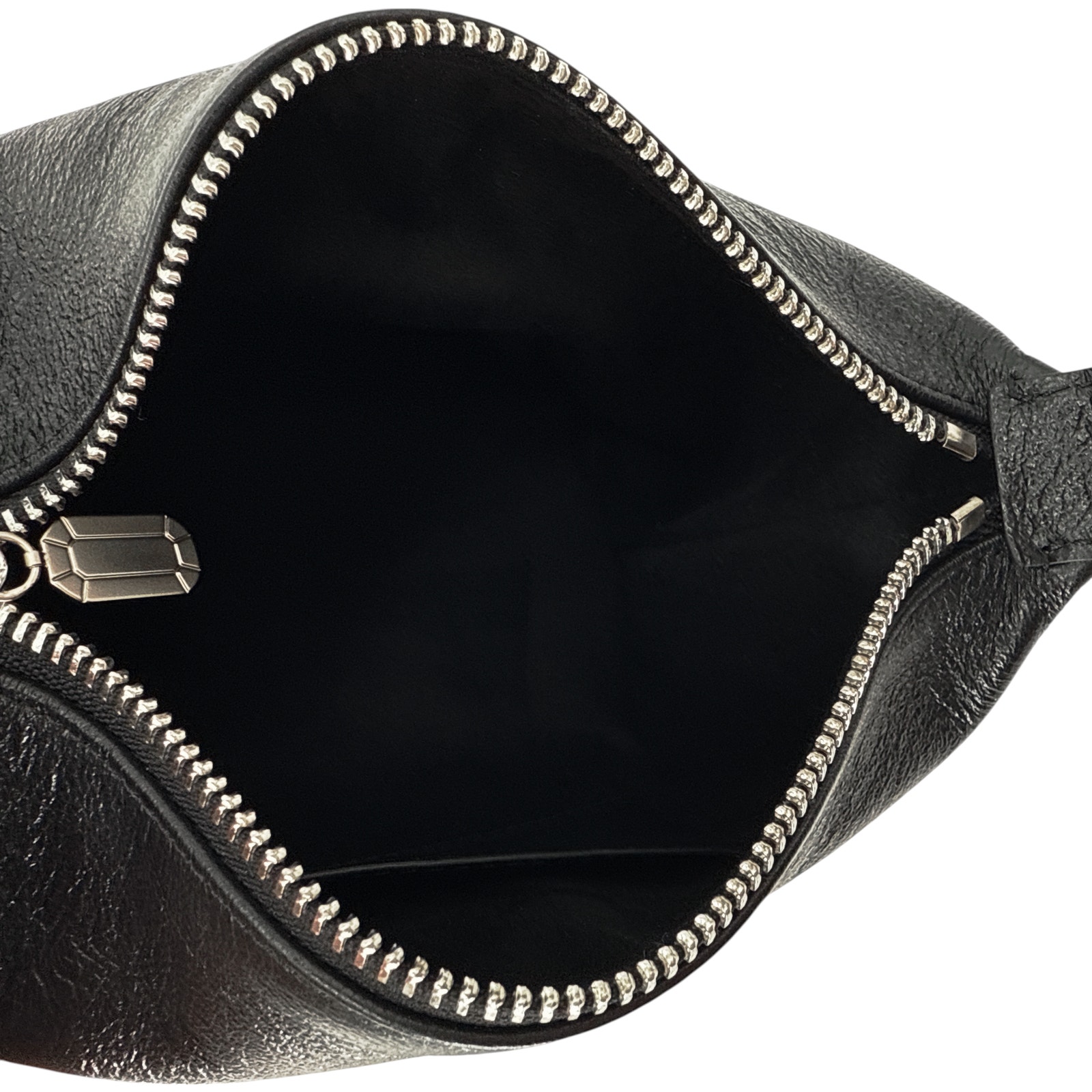 Eera Metallic Moon Bag In Laminated Black — image 7 of 8